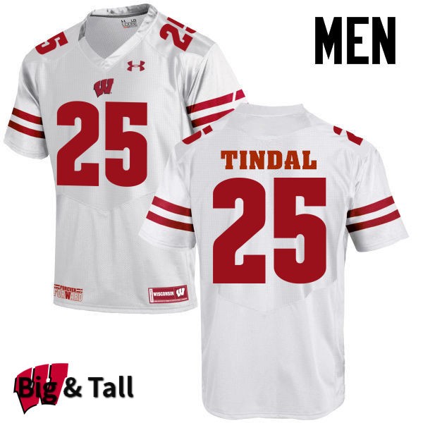 Wisconsin Badgers Men's #25 Derrick Tindal NCAA Under Armour Authentic White Big & Tall College Stitched Football Jersey BJ40Y47OU
